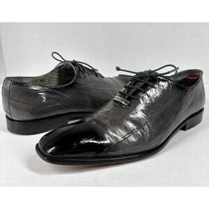 Belvedere Stella Eel Oxford‎ Lace Up Dress Shoes Men's 10.5 Grey Black Ombre EUC
